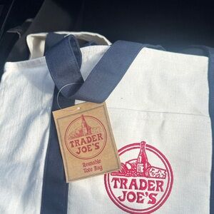 Trader Joe's White and Blue Reusable Tote Bag